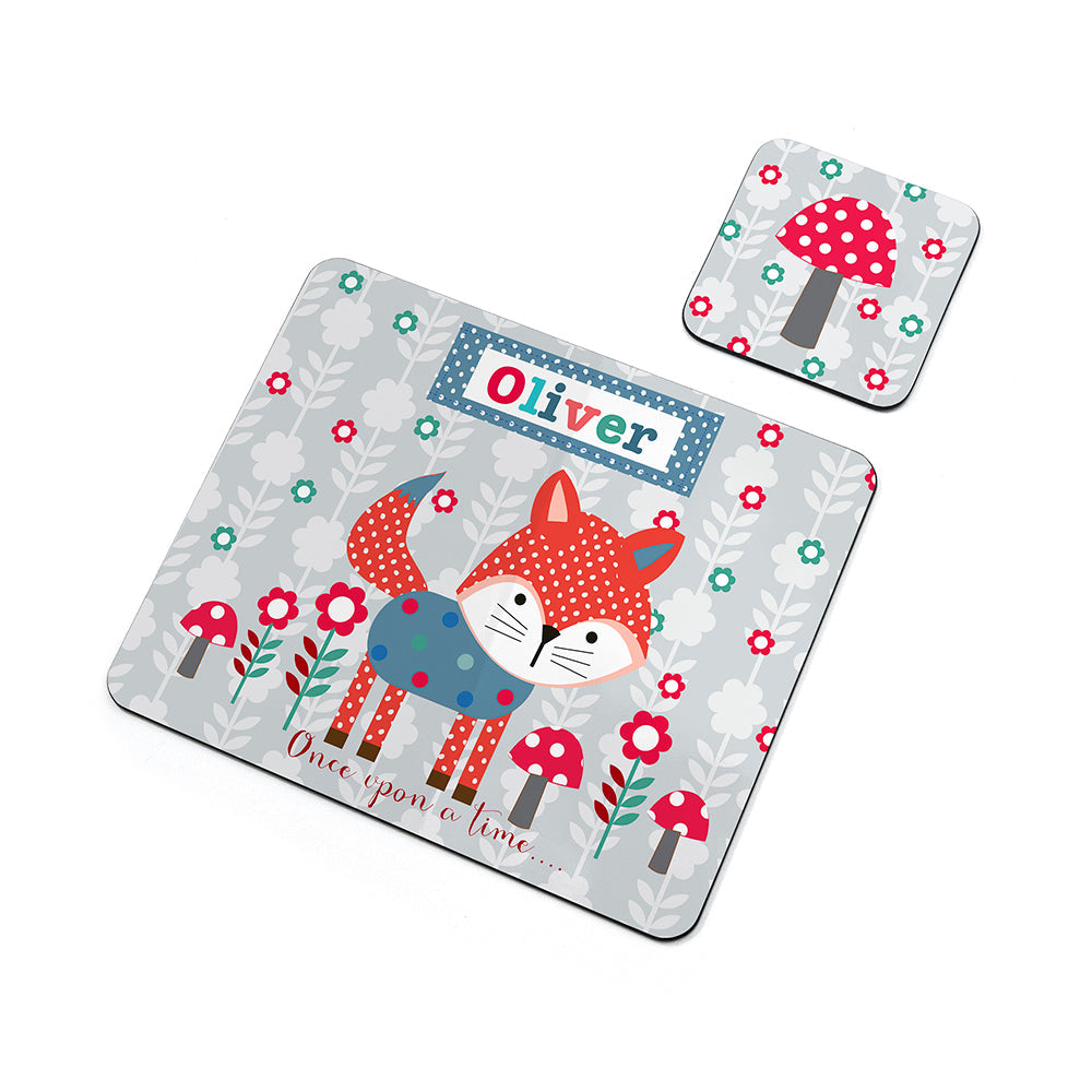 Personalised Woodland Fox Placemat & Coaster Set: 3 - Placemats By Gift Moments