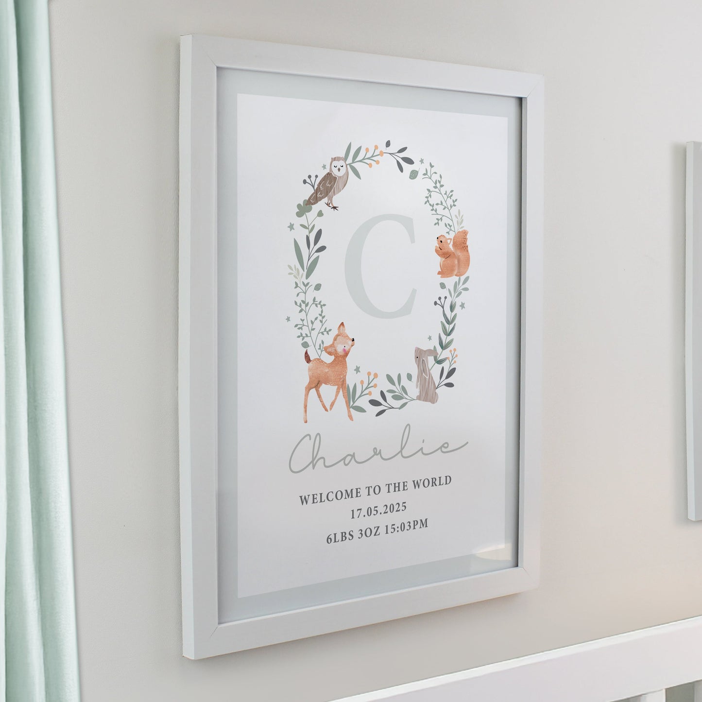 Personalised Woodland Initial Framed Prints: 6 - Framed Prints By Gift Moments