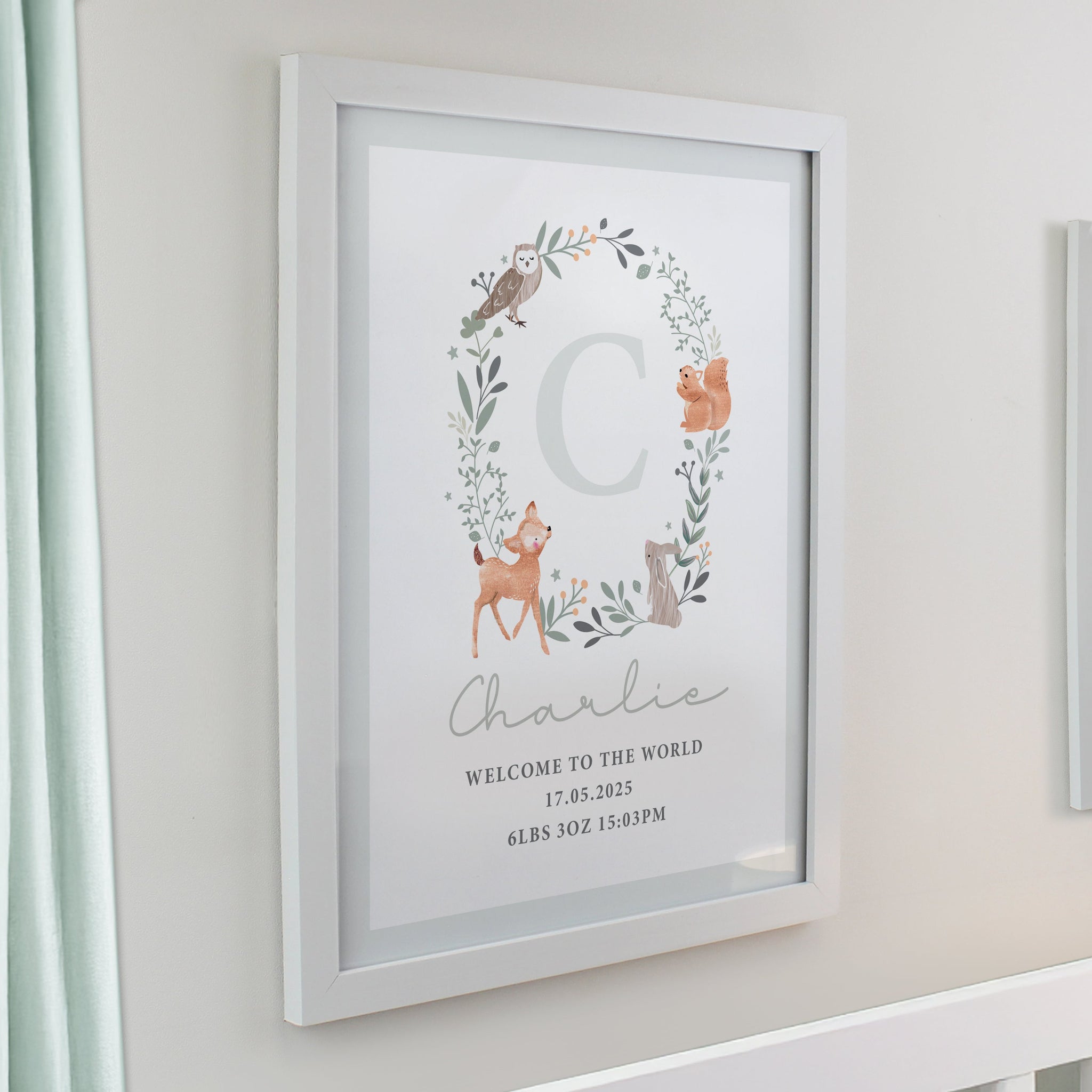 Personalised Woodland Initial Framed Prints: 6 - Framed Prints By Gift Moments