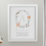 Personalised Woodland Initial Framed Prints: 3 - White - Framed Prints By Gift Moments