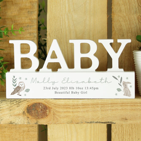 Personalised Woodland Wooden Baby Ornament: 2 - Ornaments By Gift Moments
