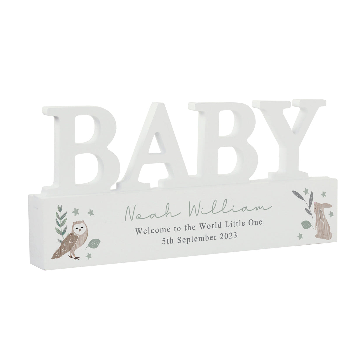 Personalised Woodland Wooden Baby Ornament: 4 - Ornaments By Gift Moments