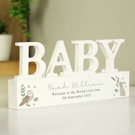 Personalised Woodland Wooden Baby Ornament: 1 - Ornaments By Gift Moments