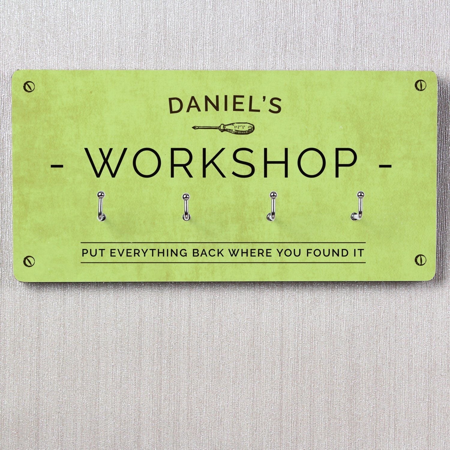 Personalised Workshop Hooks: 4 - Signs & Plaques By Gift Moments
