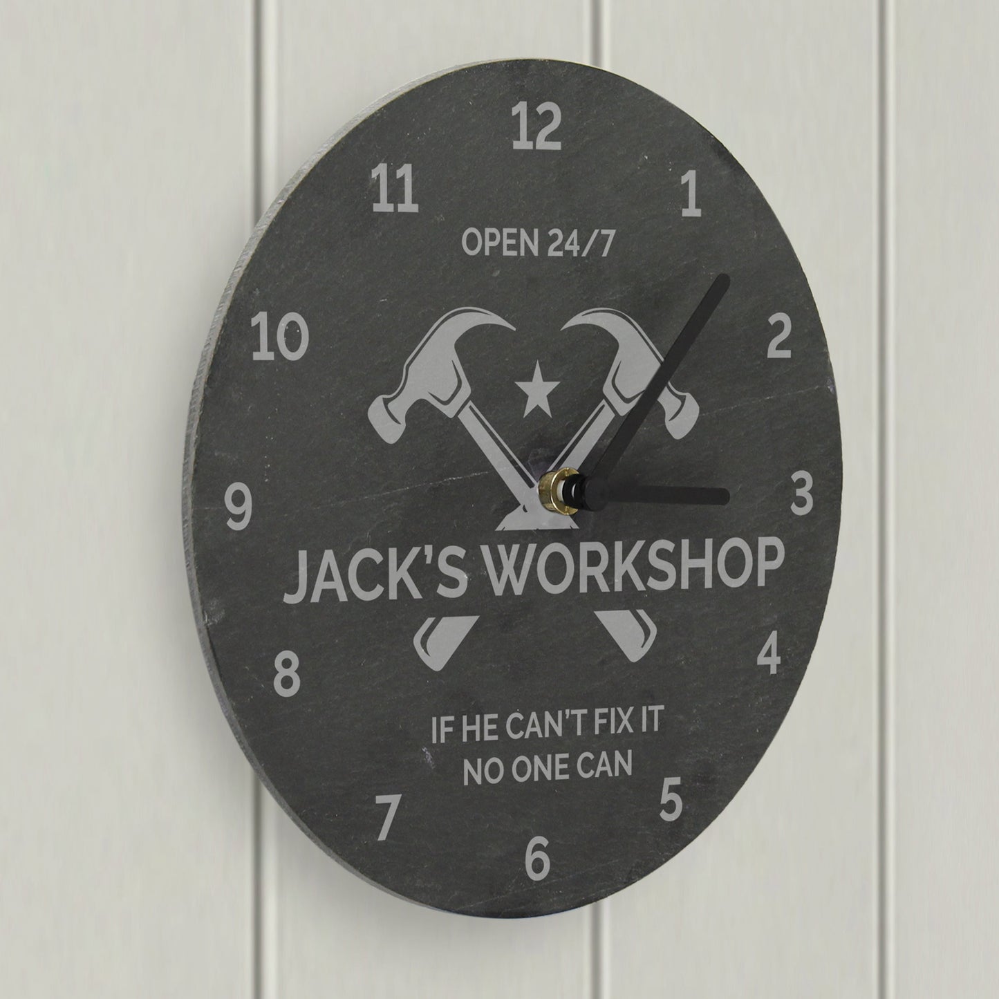Personalised Workshop Tools Slate Clock: 3 - Clocks By Gift Moments
