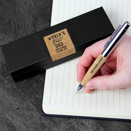 Personalised Worlds Best Cork Pen Set: 4 - Pens & Pencils By Gift Moments