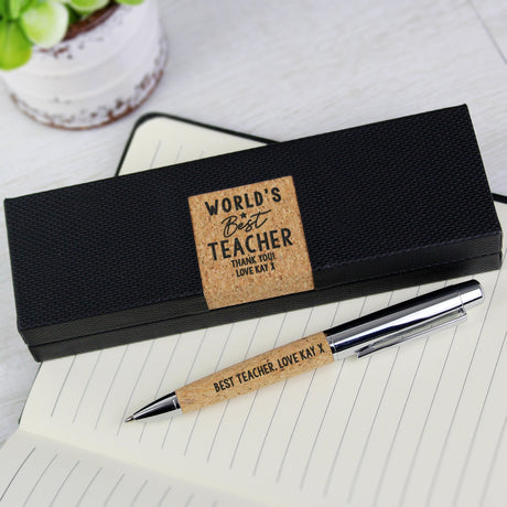 Personalised Worlds Best Cork Pen Set: 1 - Pens & Pencils By Gift Moments