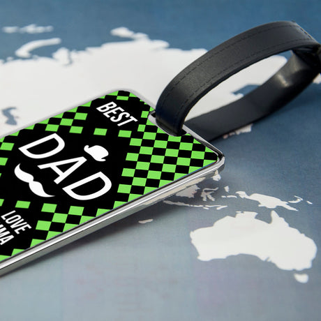 Personalised World’s Best Dad Luggage Tags: 3 - Green - Luggage Tags By Gift Moments