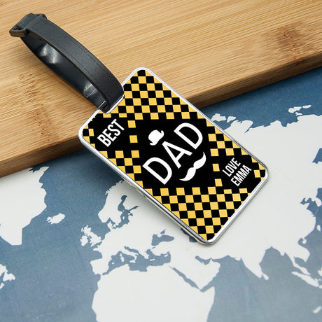 Personalised World’s Best Dad Luggage Tags: 2 - Yellow - Luggage Tags By Gift Moments