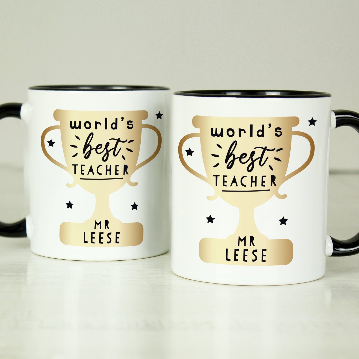 Personalised World’s Best Teacher Trophy Black Handled Mug: 3 - Mugs By Gift Moments