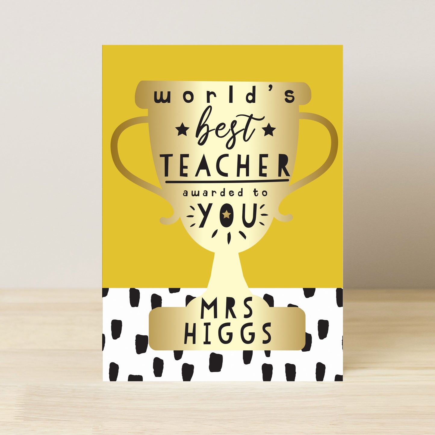 Personalised World’s Best Teacher Trophy Greeting Card: 2 - Greeting Cards By Gift Moments