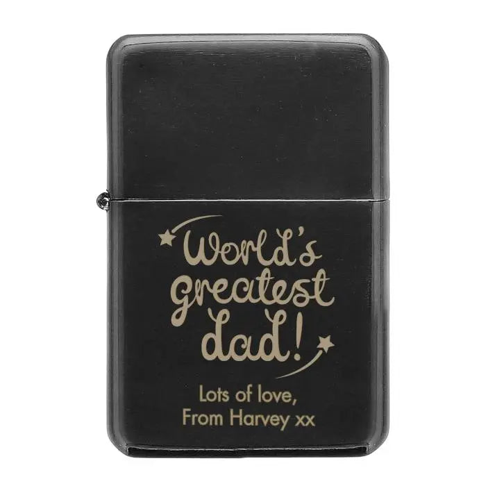 Personalised ’World’s Greatest Dad’ Black Lighter: 3 - Smoking Accessories By Gift Moments