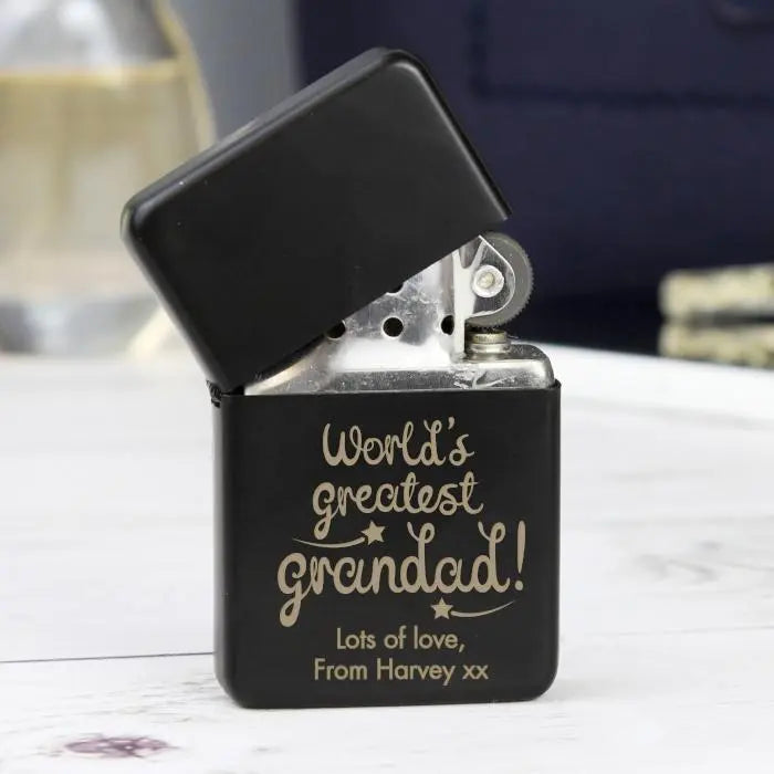 Personalised ’World’s Greatest Grandad’ Black Lighter - Shop Smoking Accessories At Gift Moments - 2