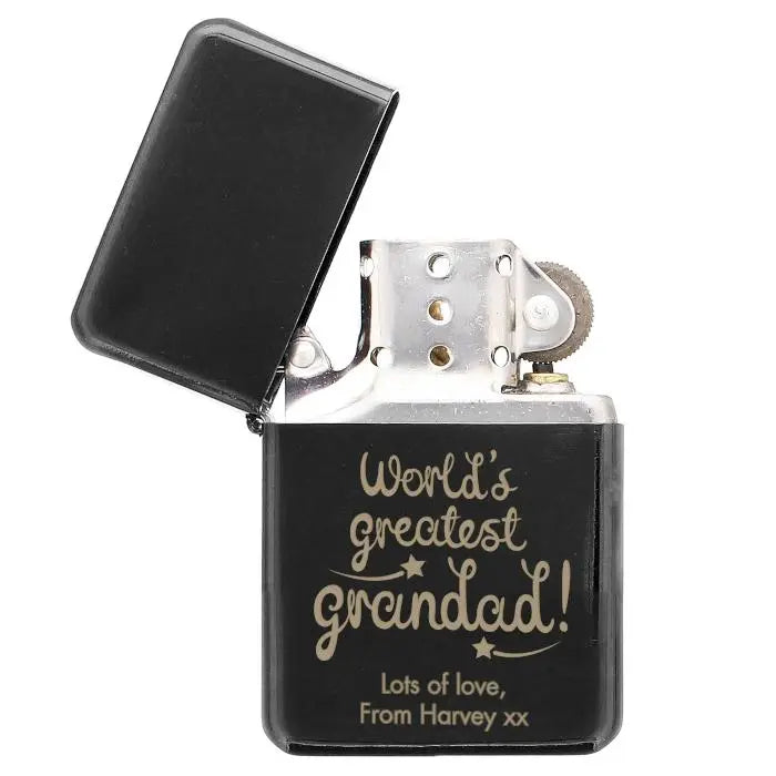 Personalised ’World’s Greatest Grandad’ Black Lighter: 4 - Smoking Accessories By Gift Moments