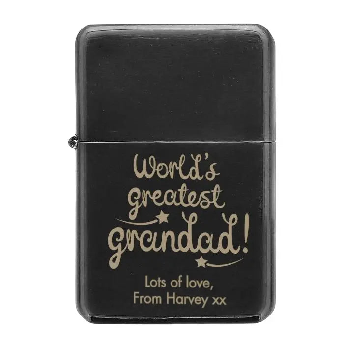 Personalised ’World’s Greatest Grandad’ Black Lighter: 3 - Smoking Accessories By Gift Moments