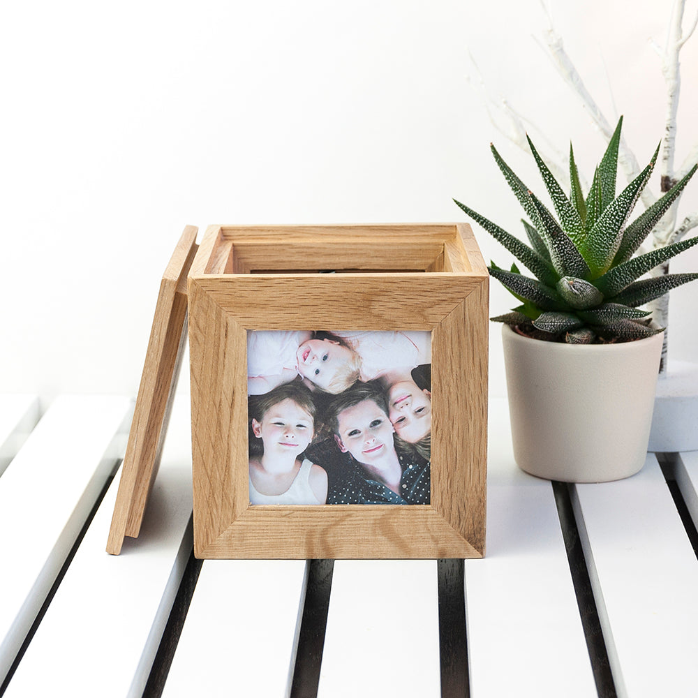 Personalised Wreath Oak Photo Cube: 3 - Photo Cubes By Gift Moments