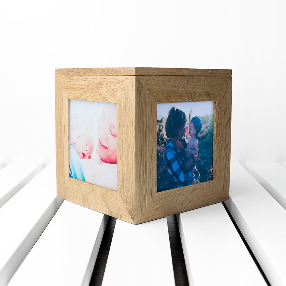 Personalised Wreath Oak Photo Cube: 7 - Photo Cubes By Gift Moments
