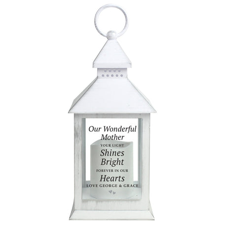 Personalised ’Your Light Shines Bright’ White Lantern: 5 - LED Lighting By Gift Moments