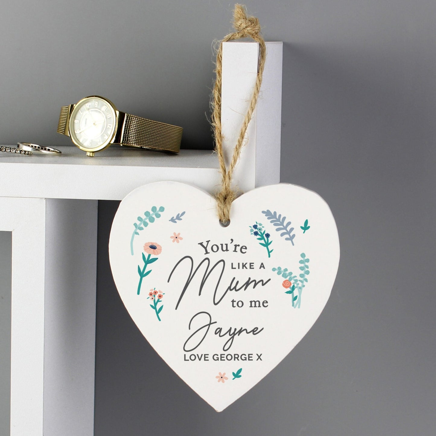 Personalised You’re Like A Mum To Me Wooden Heart Decoration: 2 - Signs & Plaques By Gift Moments