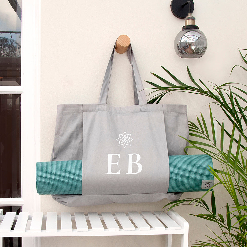 Personalized Organic Yoga Tote Bags: 11 - Grey - Bags By Gift Moments