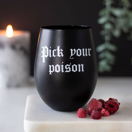 Pick Your Poison Stemless Wine Glass: 1 - Glassware By Gift Moments