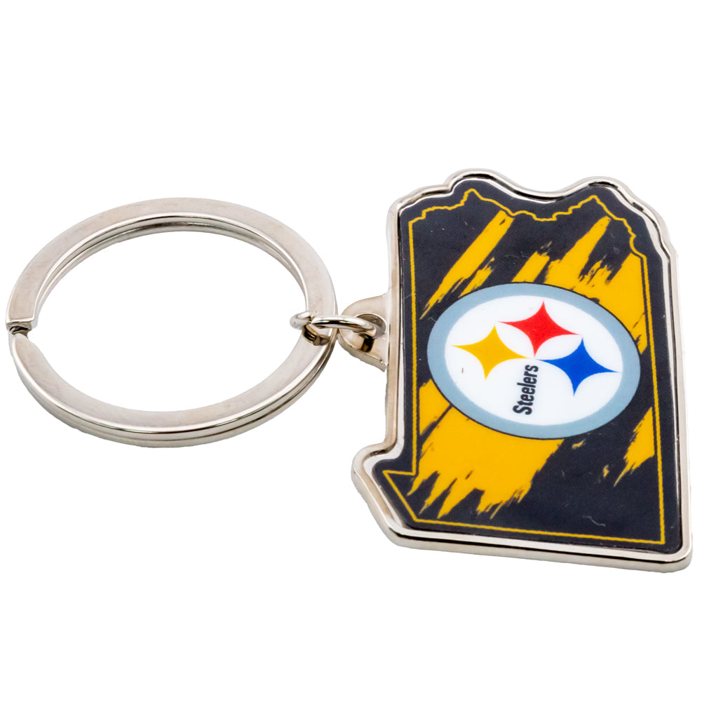 Pittsburgh Steelers State Shape Keyring: 2 - Keyrings By American Sports