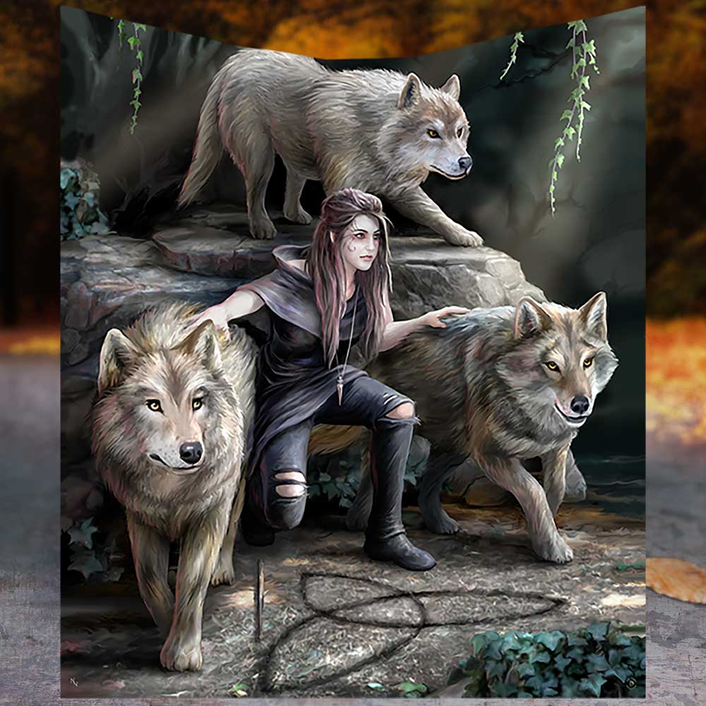 Power of Three Wolf Guardian Throw Blanket: 1 Throws By Anne Stokes
