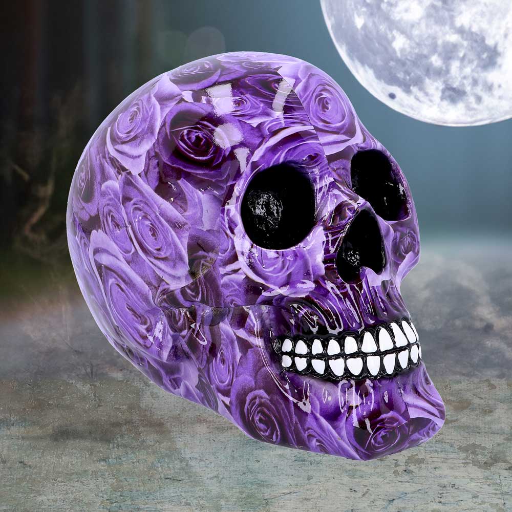 Purple Rose Romance Skull Ornament: 1 - Figures & Collectables By Gift Moments