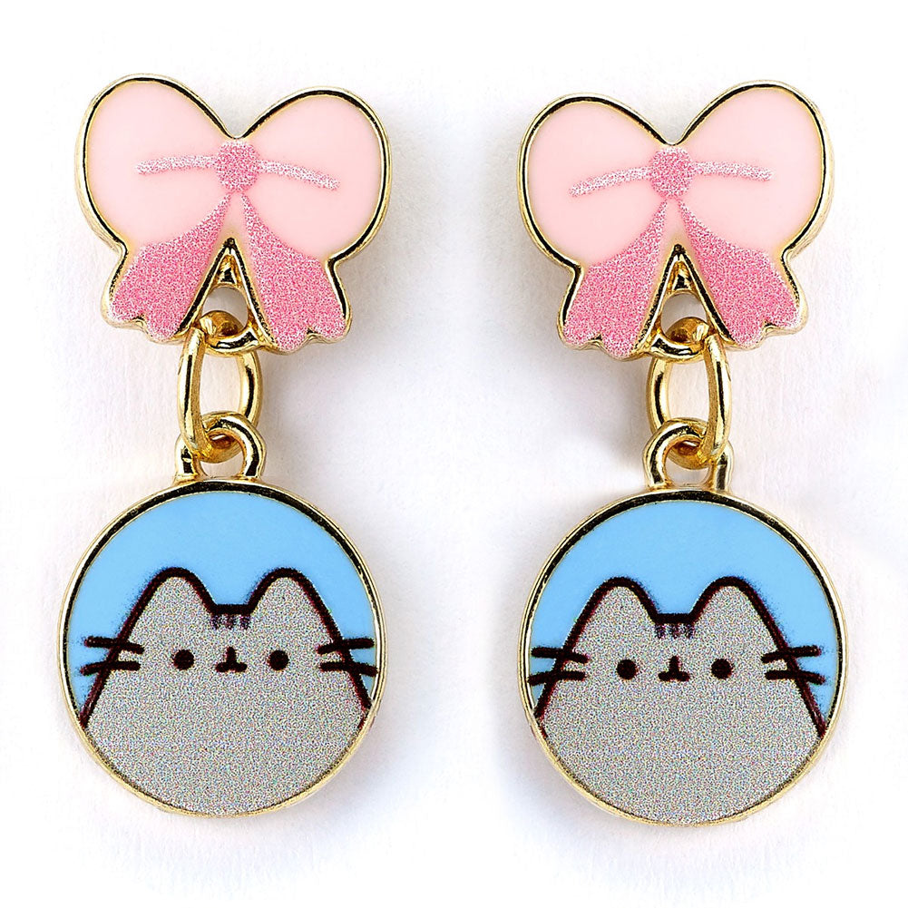 Pusheen Gold Plated Bow Drop Earrings: 1 - Jewellery By Pusheen