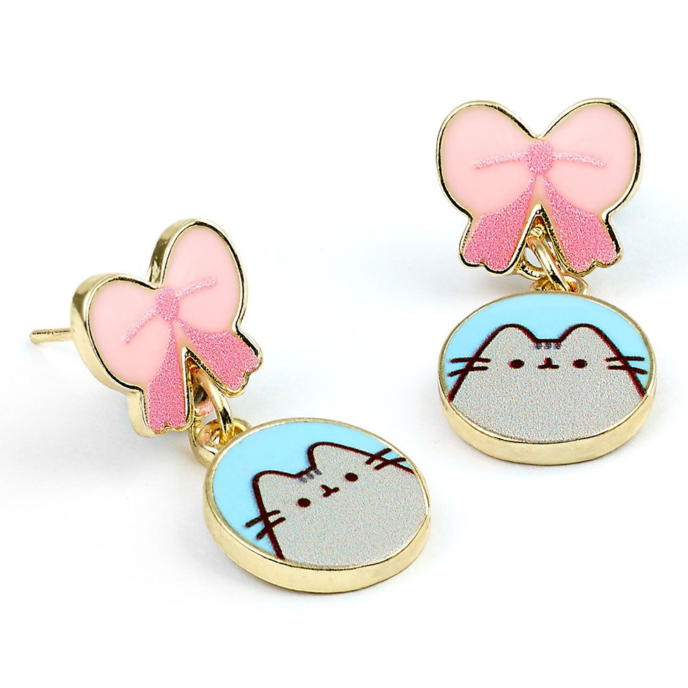Pusheen Gold Plated Bow Drop Earrings: 2 - Jewellery By Pusheen