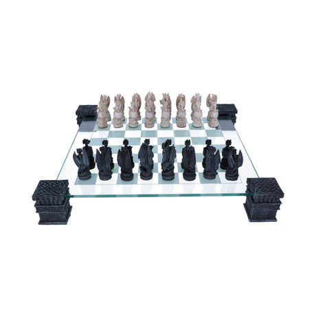 Raised Fantasy Dragon Chess Set With Corner Towers 43cm: 5 - Chess Sets By Gift Moments