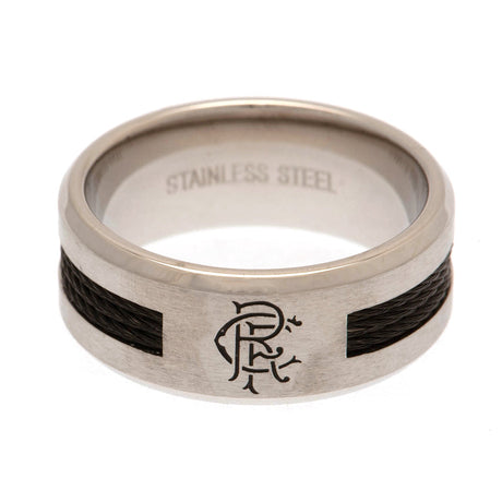 Rangers FC Black Inlay Ring Large: 1 - Jewellery By Rangers