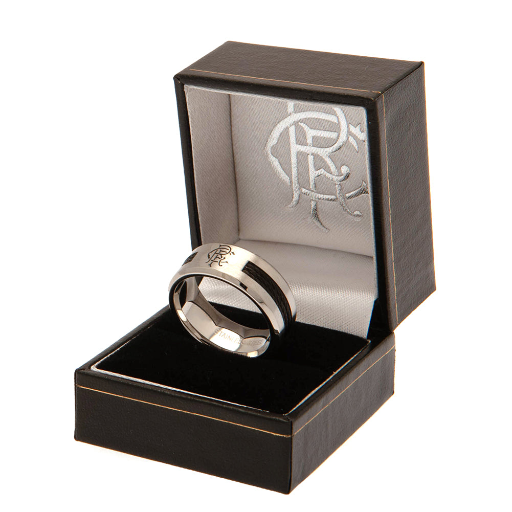 Rangers FC Black Inlay Ring Small: 3 - Jewellery By Rangers