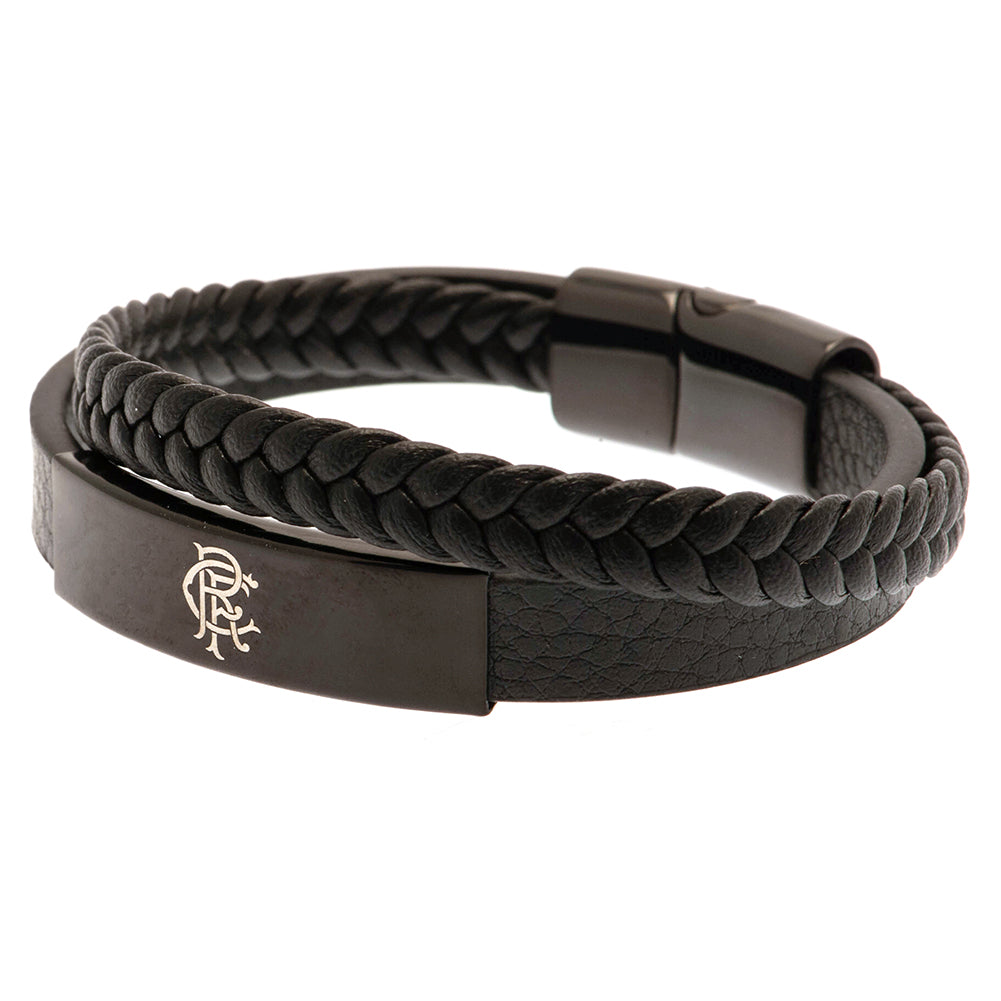Rangers FC Black IP Leather Bracelet: 2 - Jewellery By Rangers