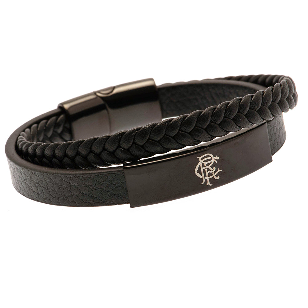 Rangers FC Black IP Leather Bracelet: 1 - Jewellery By Rangers