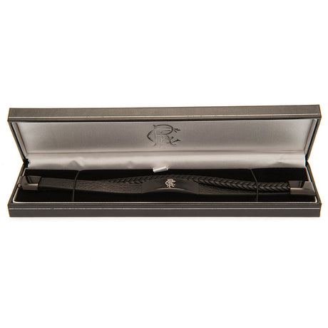 Rangers FC Black IP Leather Bracelet: 3 Jewellery By Rangers