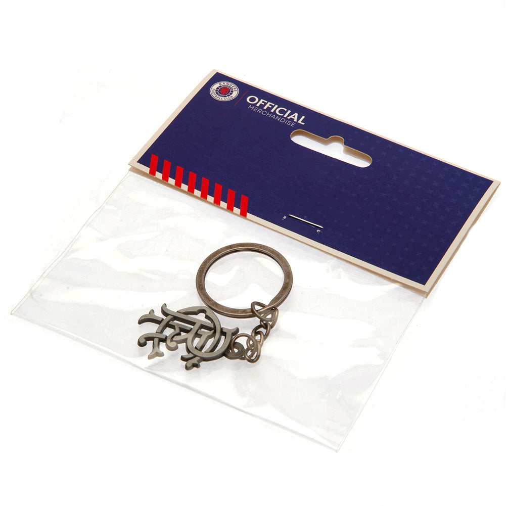 Rangers FC Antique Silver Scroll Crest Keyring: 3 - Keyrings By Rangers