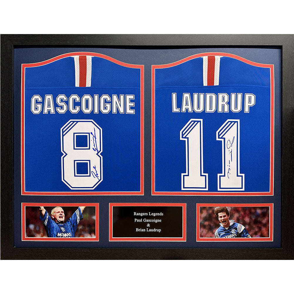 Rangers FC Laudrup & Gascoigne Signed Shirts (Dual Framed): 1 - Signed Memorabilia By Rangers