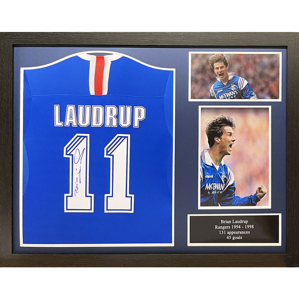 Laudrup Signed Shirt Framed Memorabilia: 1 - Signed Memorabilia By Rangers