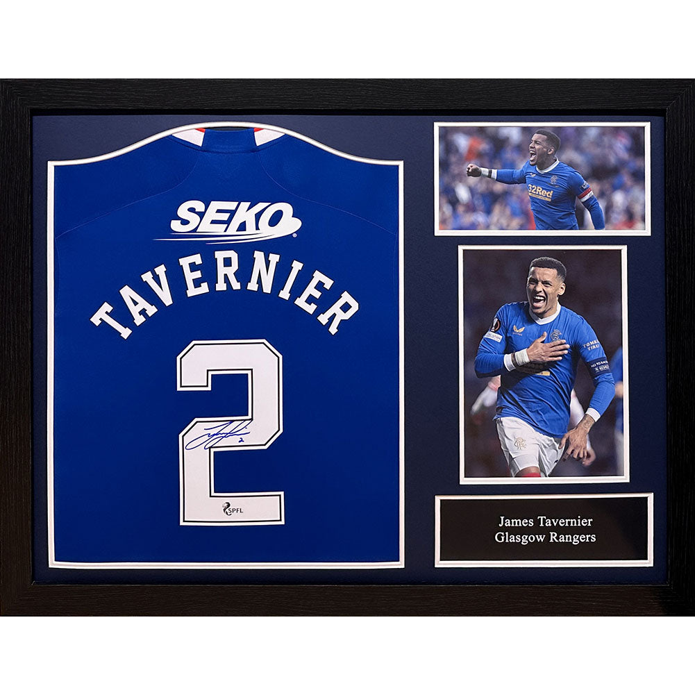 Framed Rangers FC Tavernier Signed Shirt: 1 - Signed Memorabilia By Rangers