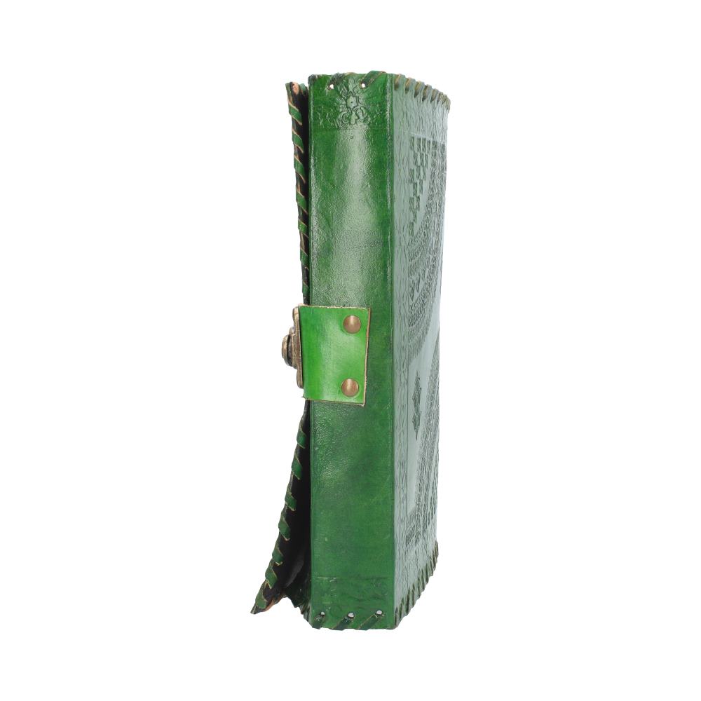 Real Leather Greenman Green Embossed Journal with Lock: 4 - Leather Journals By Gift Moments