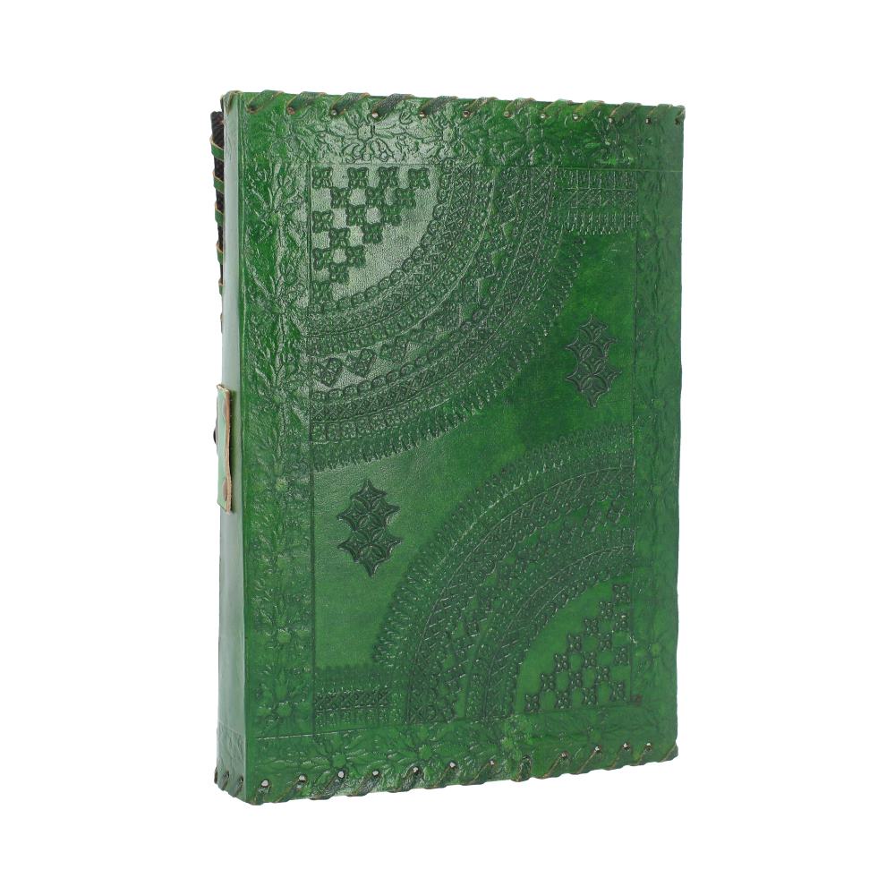 Real Leather Greenman Green Embossed Journal with Lock: 5 - Leather Journals By Gift Moments