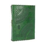 Real Leather Greenman Green Embossed Journal with Lock: 5 - Leather Journals By Gift Moments