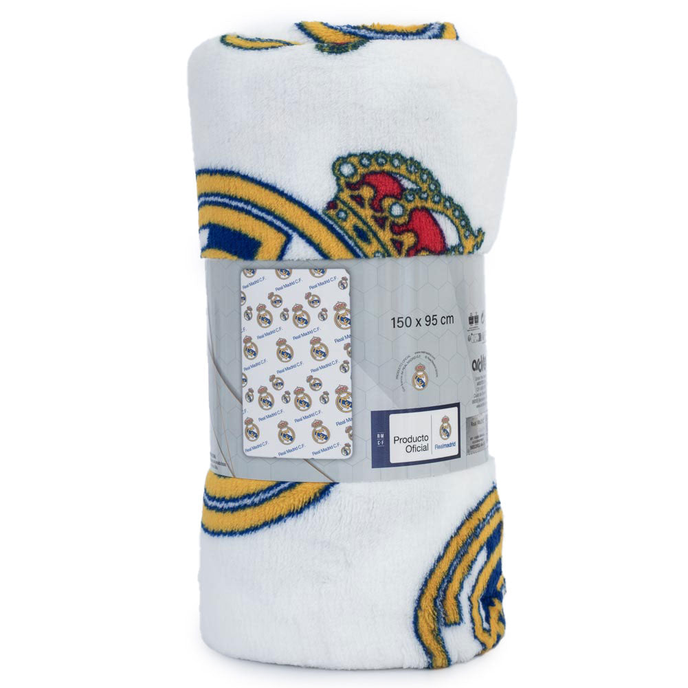 Real Madrid CF Multi Crest Fleece Blanket - Shop Blankets At Gift Moments - 1