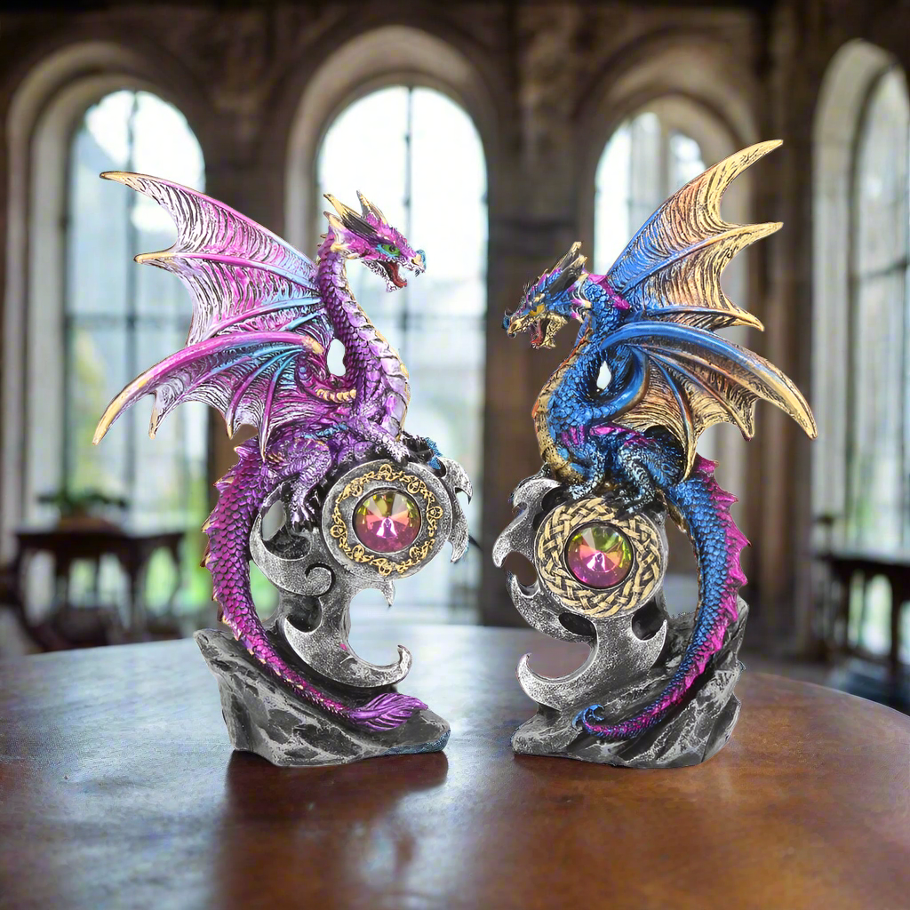 Realm Protectors Figurines Set of Two Fantasy Dragon Crystal Ornaments: 1 - Figures & Collectables By Gift Moments