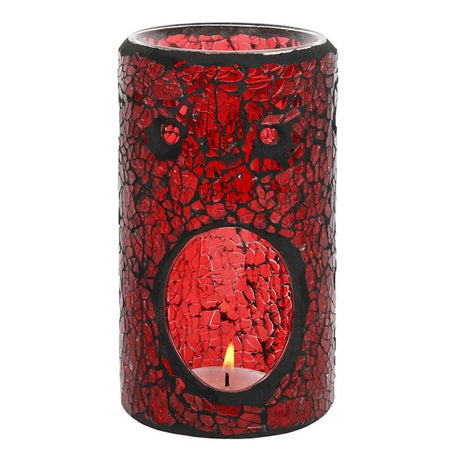 Red Pillar Crackle Glass Oil Burner: 2 - Oil & Wax Burners By Gift Moments