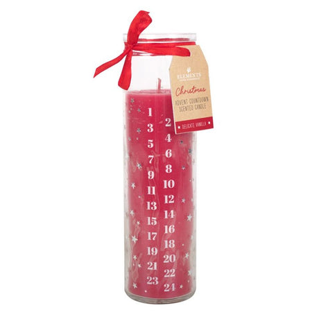 Red Vanilla Advent Tube Candle: 2 - Candles By Gift Moments