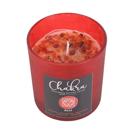 Root Chakra Strawberry Crystal Chip Candle: 1 - Candles By Gift Moments