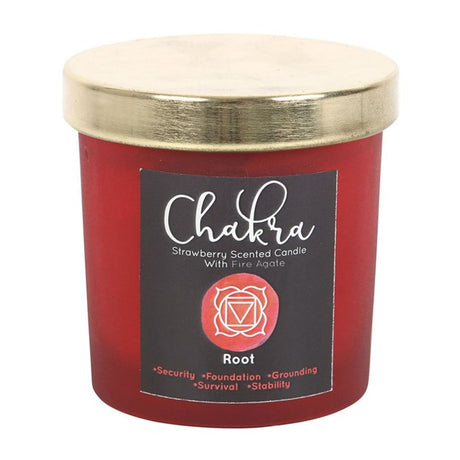 Root Chakra Strawberry Crystal Chip Candle: 3 - Candles By Gift Moments
