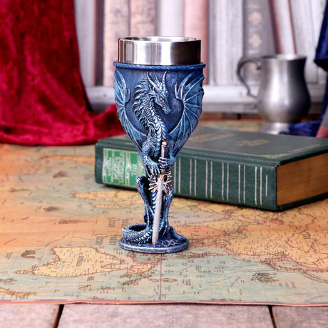Ruth Thompson Sea Blade Blue Water Dragon Goblet Glass: 1 - Goblets & Chalices By Gift Moments